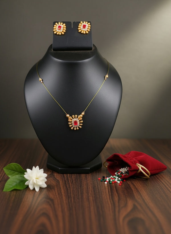 Gold-Plated Floral Pendant Set